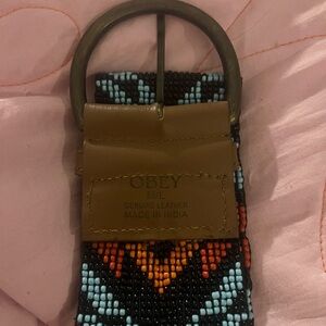 Obey Multicolor Beaded Leather Belt